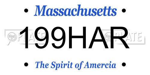 199HAR Massachusetts License Plate