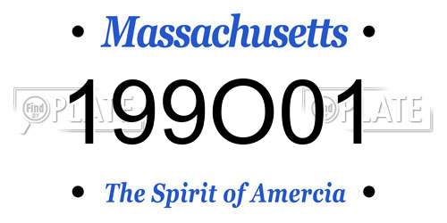 199O01 Massachusetts License Plate