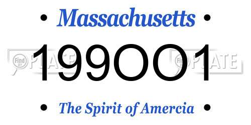 199OO1 Massachusetts License Plate