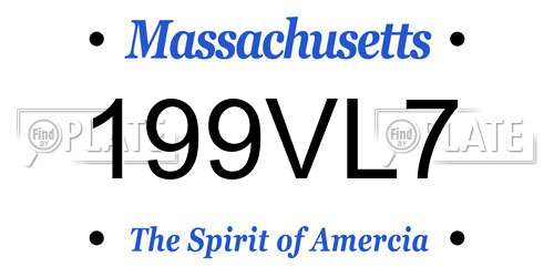 199VL7 Massachusetts License Plate