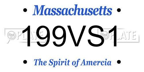 199VS1 Massachusetts License Plate