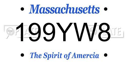199YW8 Massachusetts License Plate