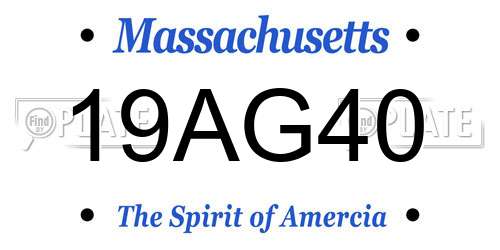 19AG40 Massachusetts License Plate