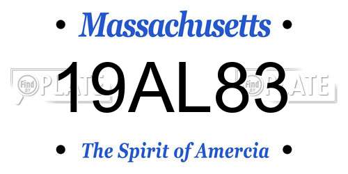 19AL83 Massachusetts License Plate