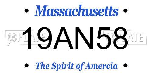 19AN58 Massachusetts License Plate