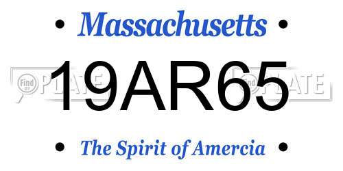 19AR65 Massachusetts License Plate