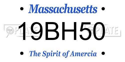 19BH50 Massachusetts License Plate