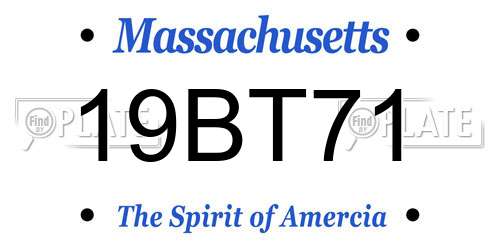19BT71 Massachusetts License Plate