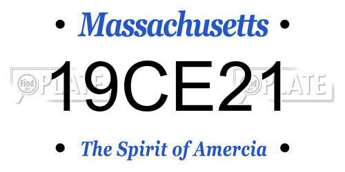 19CE21 Massachusetts License Plate