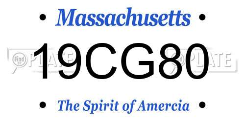 19CG80 Massachusetts License Plate