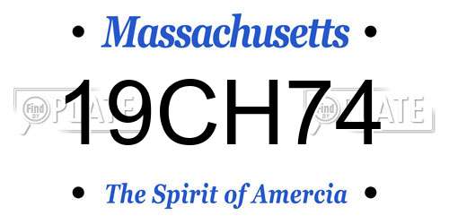 19CH74 Massachusetts License Plate