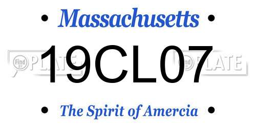 19CL07 Massachusetts License Plate