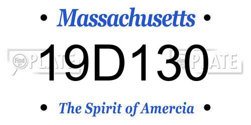 19D130 Massachusetts License Plate