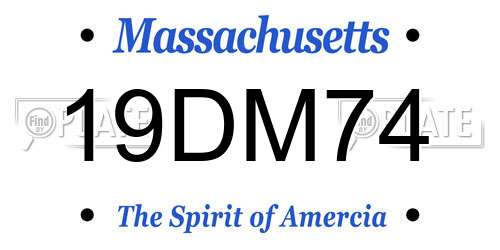 19DM74 Massachusetts License Plate