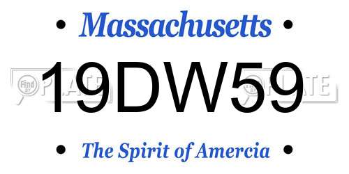 19DW59 Massachusetts License Plate