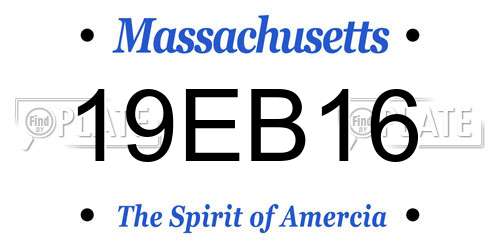 19EB16 Massachusetts License Plate