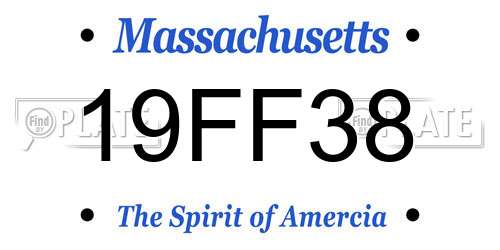 19FF38 Massachusetts License Plate