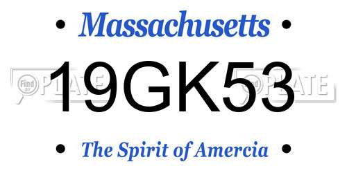 19GK53 Massachusetts License Plate