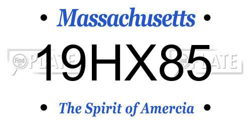 19HX85 Massachusetts License Plate