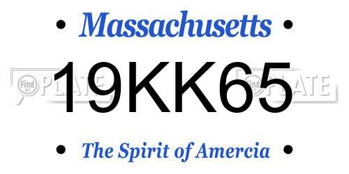 19KK65 Massachusetts License Plate