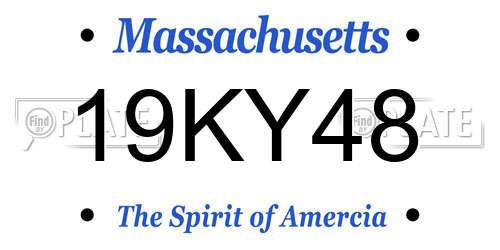 19KY48 Massachusetts License Plate