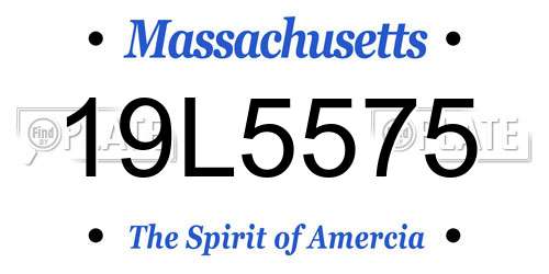 19L5575 Massachusetts License Plate