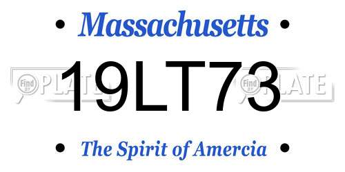 19LT73 Massachusetts License Plate