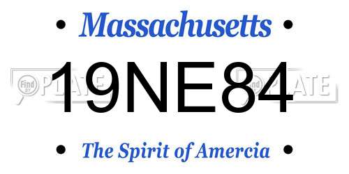 19NE84 Massachusetts License Plate