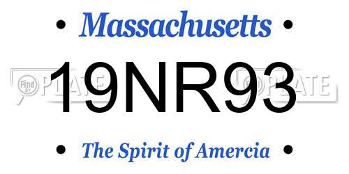 19NR93 Massachusetts License Plate