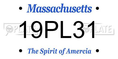 19PL31 Massachusetts License Plate