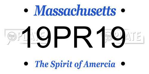 19PR19 Massachusetts License Plate