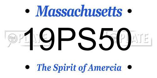 19PS50 Massachusetts License Plate