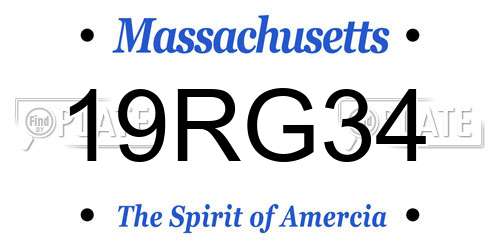 19RG34 Massachusetts License Plate