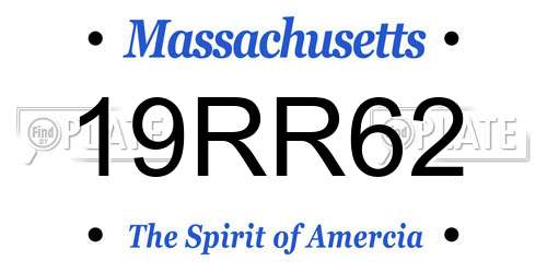 19RR62 Massachusetts License Plate