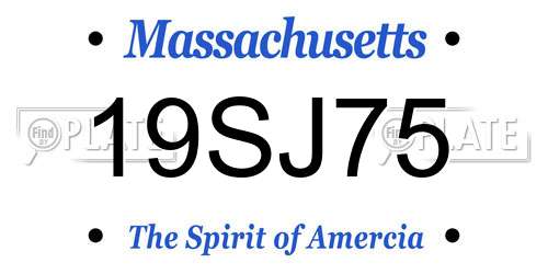 19SJ75 Massachusetts License Plate