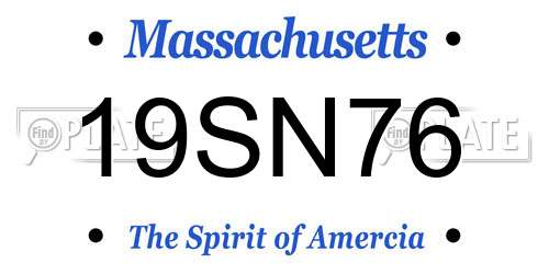 19SN76 Massachusetts License Plate