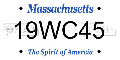 19WC45 Massachusetts License Plate