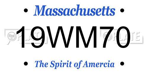 19WM70 Massachusetts License Plate