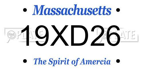 19XD26 Massachusetts License Plate