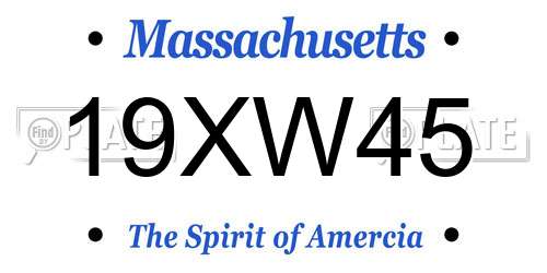19XW45 Massachusetts License Plate