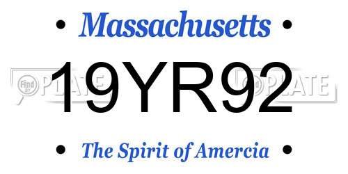 19YR92 Massachusetts License Plate