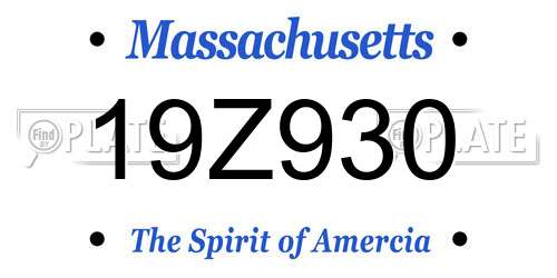 19Z930 Massachusetts License Plate
