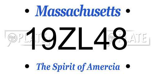 19ZL48 Massachusetts License Plate