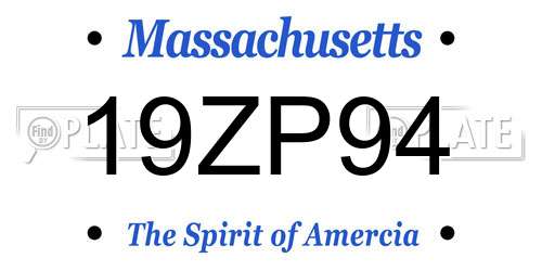 19ZP94 Massachusetts License Plate