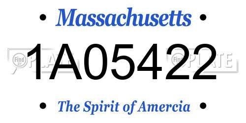 1A05422 Massachusetts License Plate
