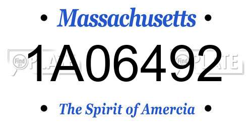 1A06492 Massachusetts License Plate