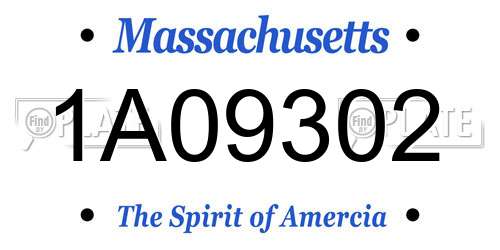 1A09302 Massachusetts License Plate