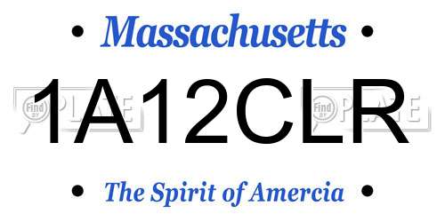 1A12CLR Massachusetts License Plate