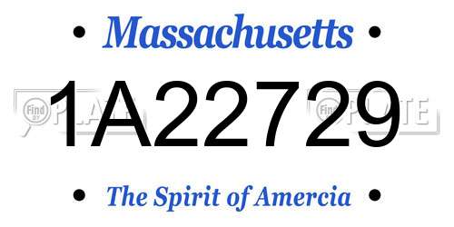 1A22729 Massachusetts License Plate