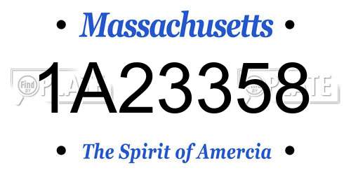 1A23358 Massachusetts License Plate